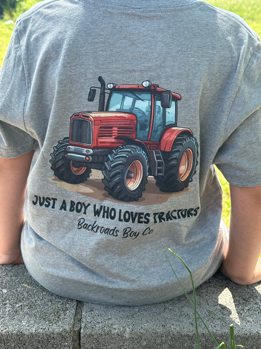 JUST A BOY WHO LOVES TRACTORS SHORT SLEEVE SHIRT