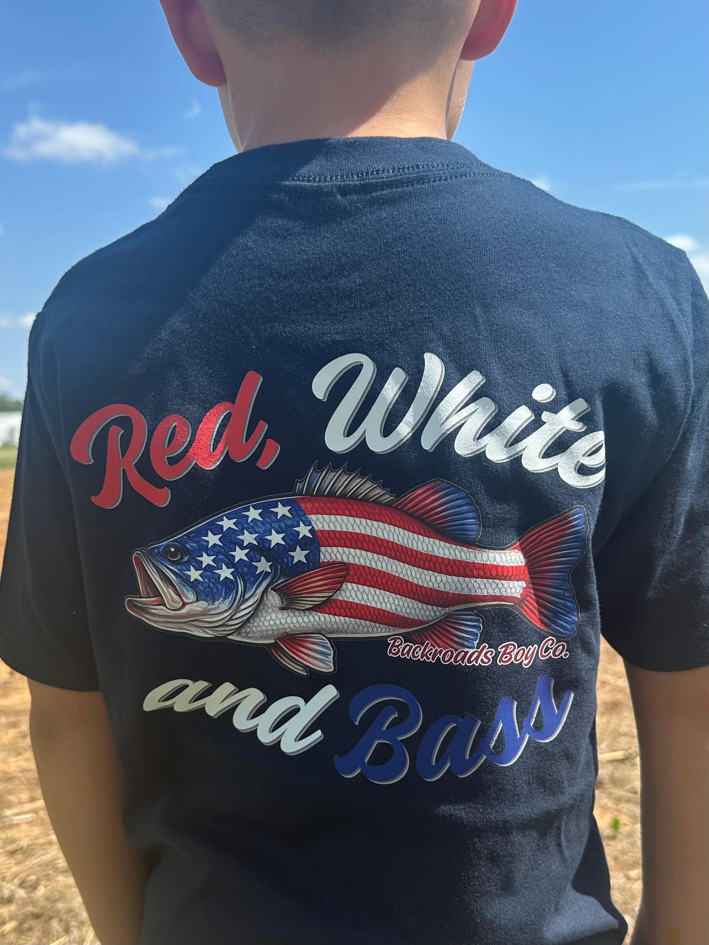 RED WHITE AND BASS SHORT SLEEVE SHIRT