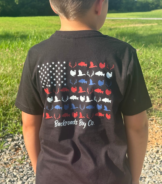 BACKROADS BOY FLAG SHORT SLEEVE SHIRT